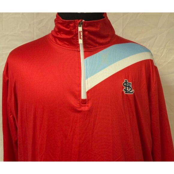 MLB St. Louis Cardinals XL Red 1/4 Zip Logo Pullover Cool Base Shirt Jacket - Picture 2 of 13